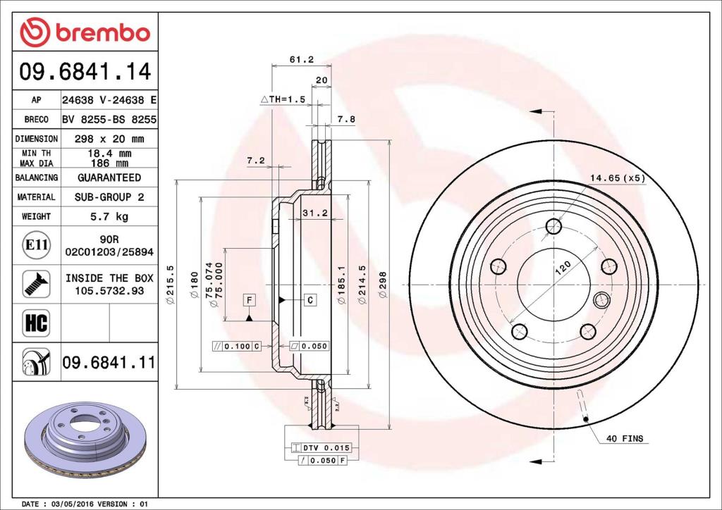 Disques de frein BREMBO ref. 09.6841.11