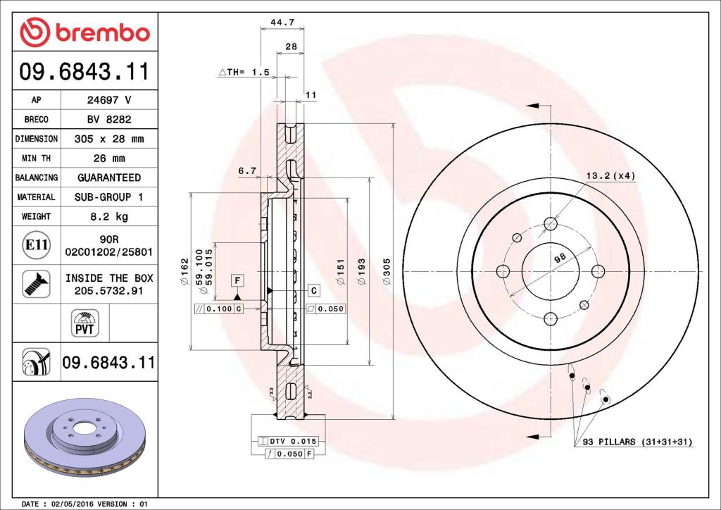 Discos de freno BREMBO ref. 09.6843.11