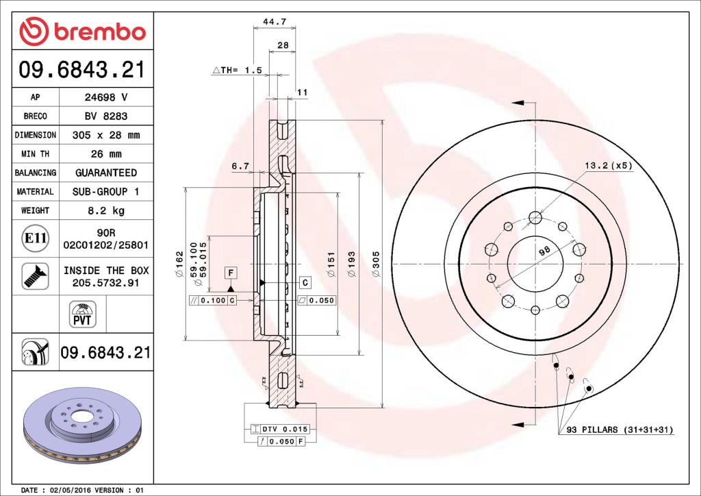 Discos de freno BREMBO ref. 09.6843.21