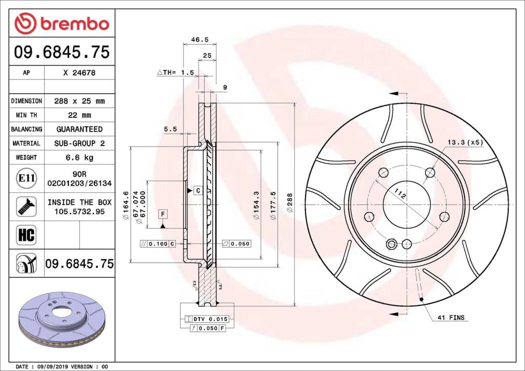 Discos de freno BREMBO ref. 09.6845.75