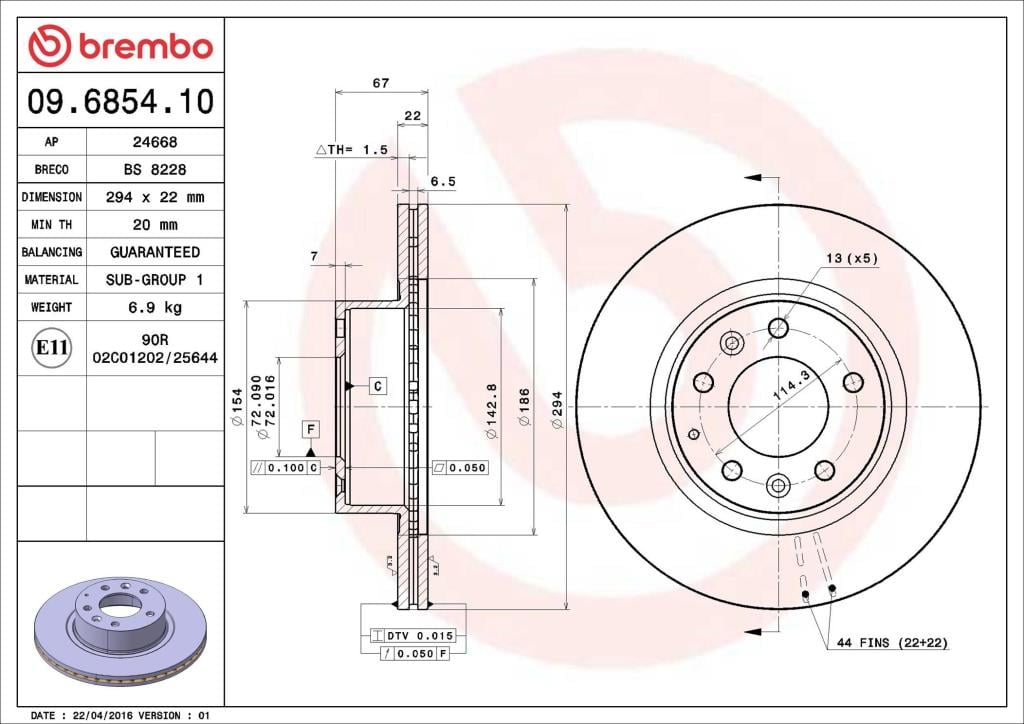 Discos de freno BREMBO ref. 09.6854.10