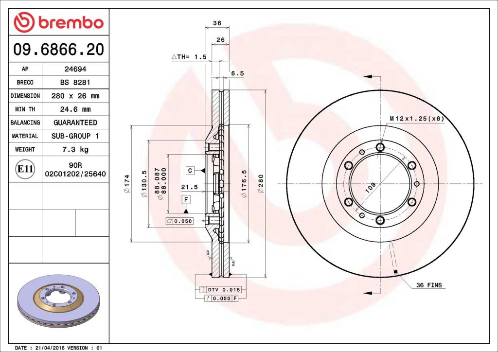 Discos de freno BREMBO ref. 09.6866.20
