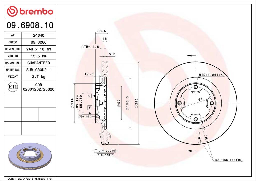 Discos de freno BREMBO ref. 09.6908.10
