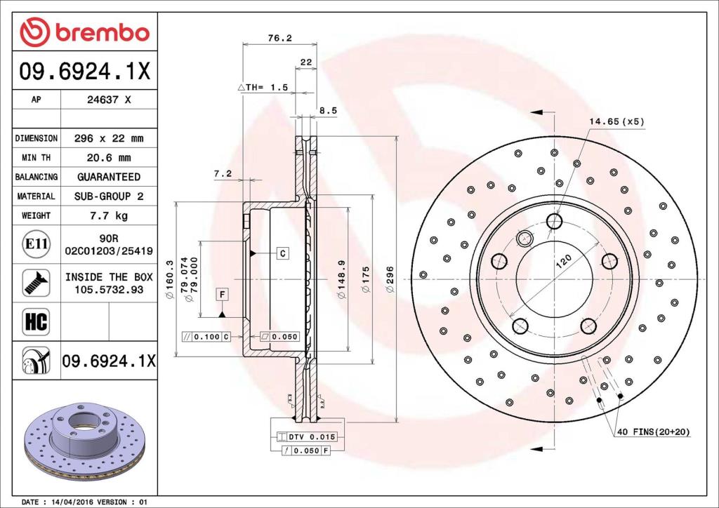 Discos de travão BREMBO 09.6924.1X