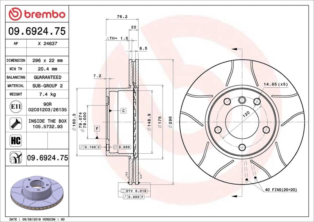 Discos de freno BREMBO ref. 09.6924.75