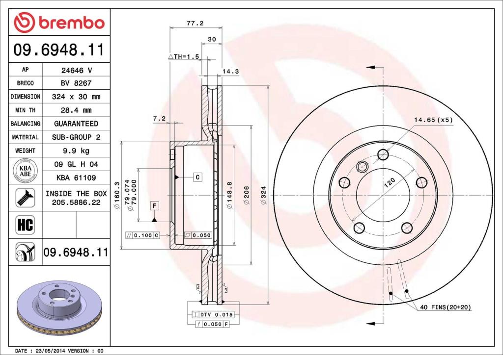 Disques de frein BREMBO 09.6948.11
