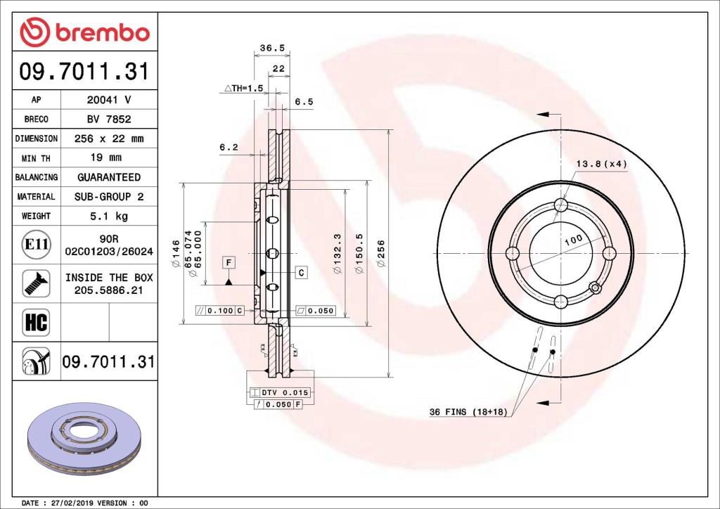 Discos de freno BREMBO ref. 09.7011.31