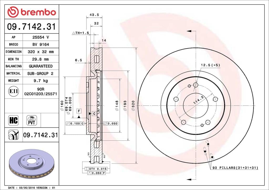 Discos de freno BREMBO ref. 09.7142.31