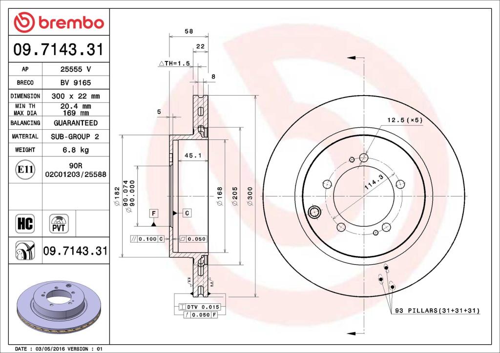 Discos de travão BREMBO ref. 09.7143.31