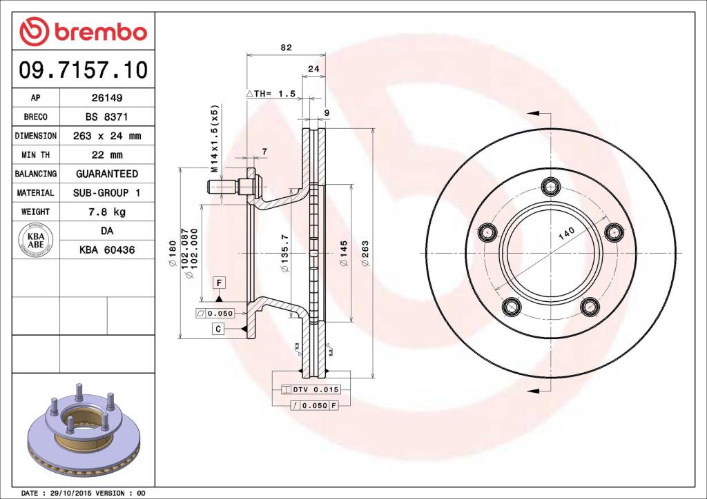 Disques de frein BREMBO 09.7157.10