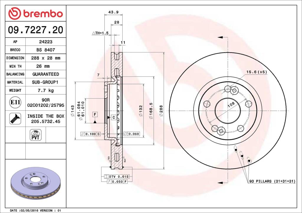 Discos de freno BREMBO ref. 09.7227.20