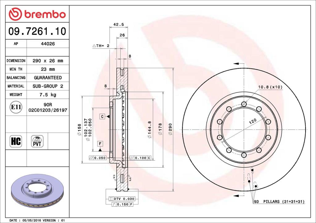 Discos de freno BREMBO ref. 09.7261.10