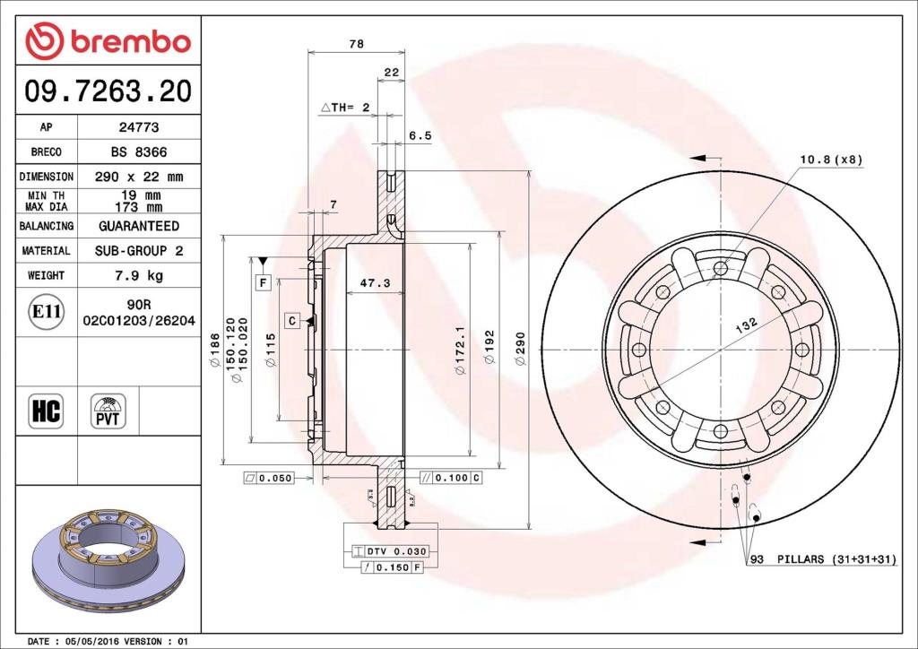 Discos de freno BREMBO ref. 09.7263.20