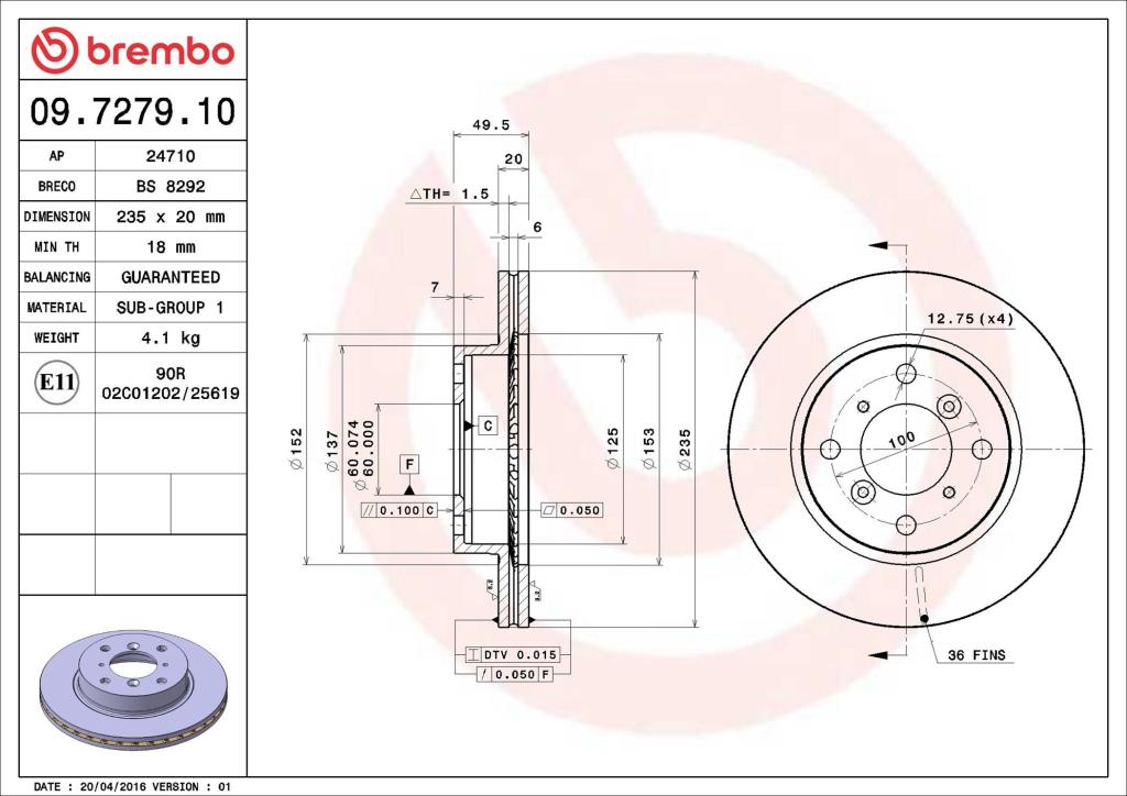 Discos de travão BREMBO 09.7279.10