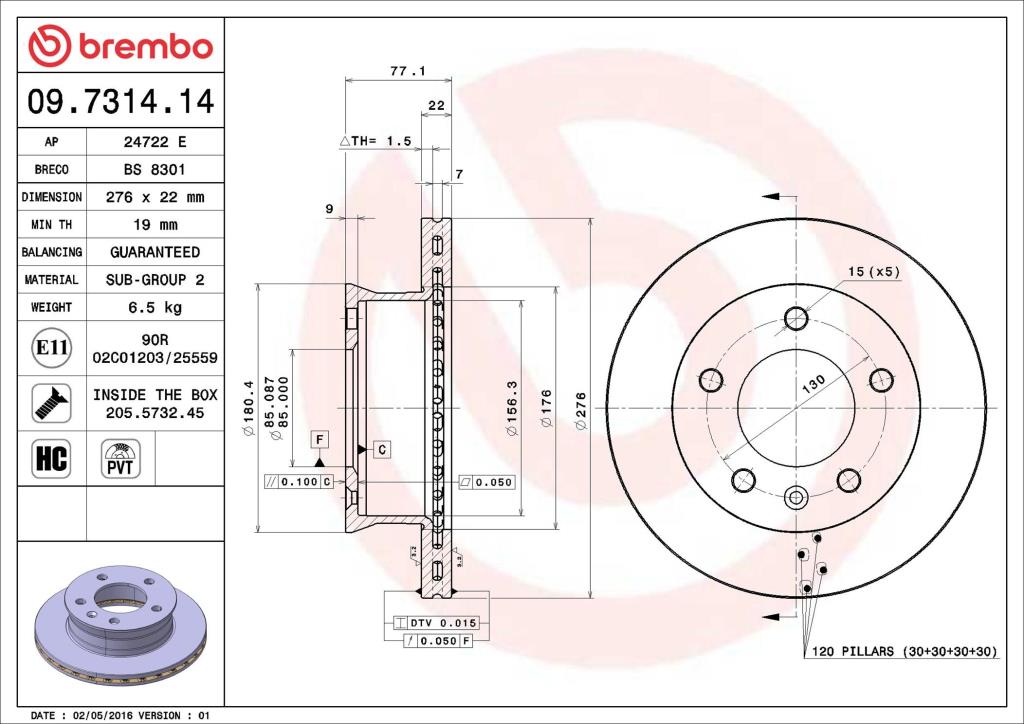 Discos de freno BREMBO ref. 09.7314.14