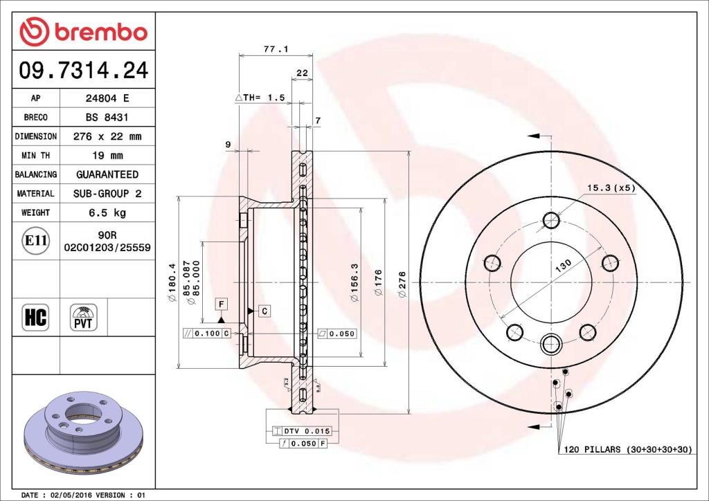 Discos de freno BREMBO ref. 09.7314.24