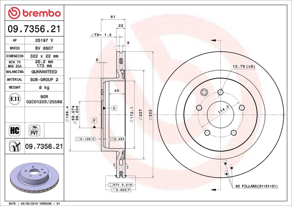 Discos de travão BREMBO ref. 09.7356.21