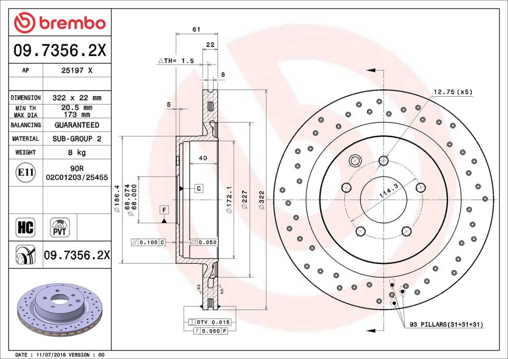 Disques de frein BREMBO ref. 09.7356.2X