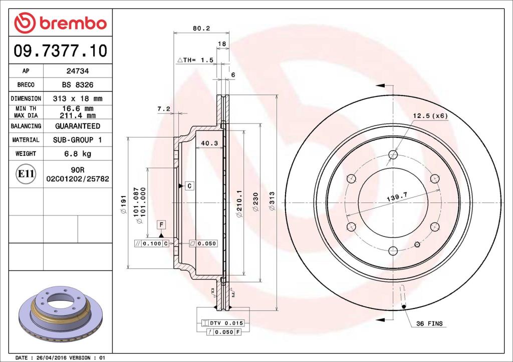 Discos de freno BREMBO ref. 09.7377.10