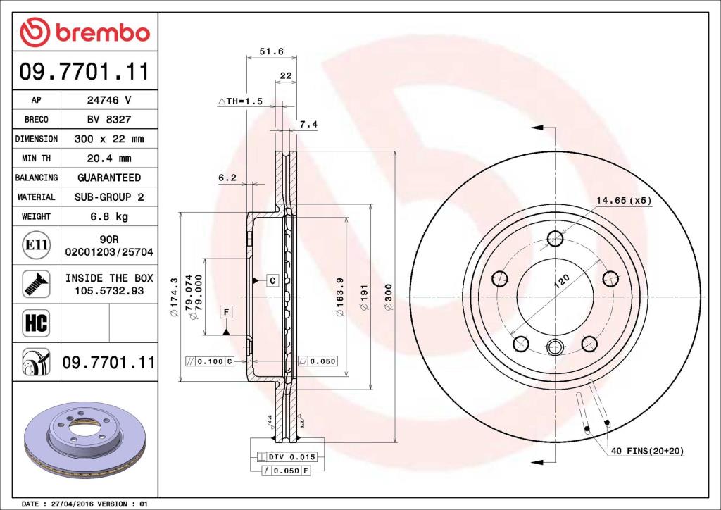 Discos de freno BREMBO ref. 09.7701.11