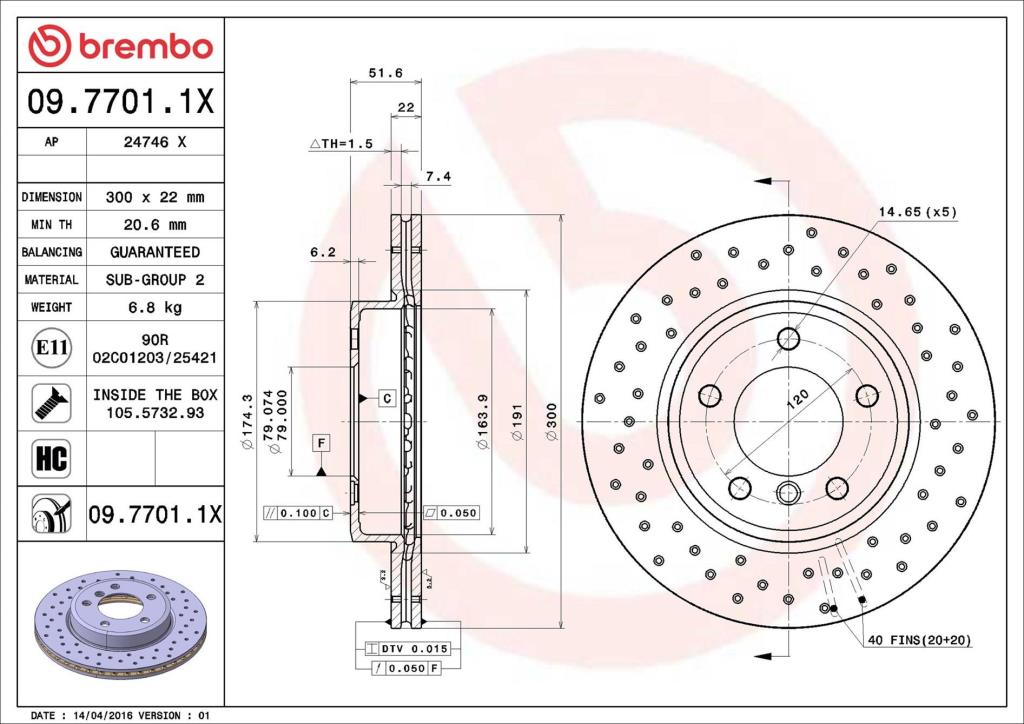 Disques de frein BREMBO 09.7701.1X