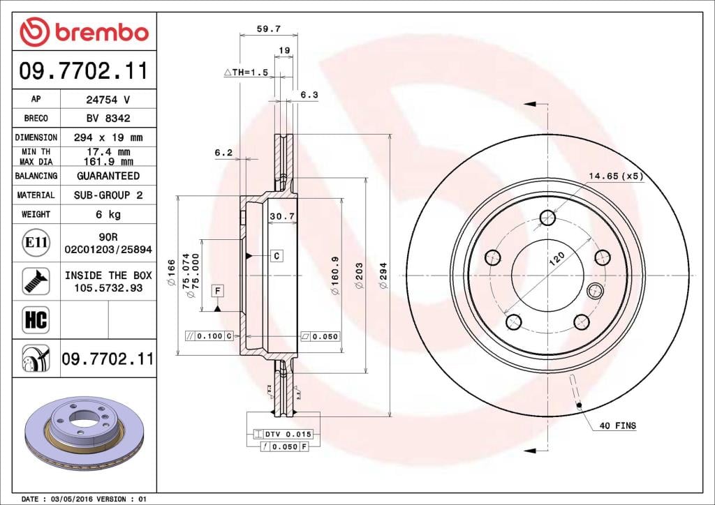 Disques de frein BREMBO 09.7702.11