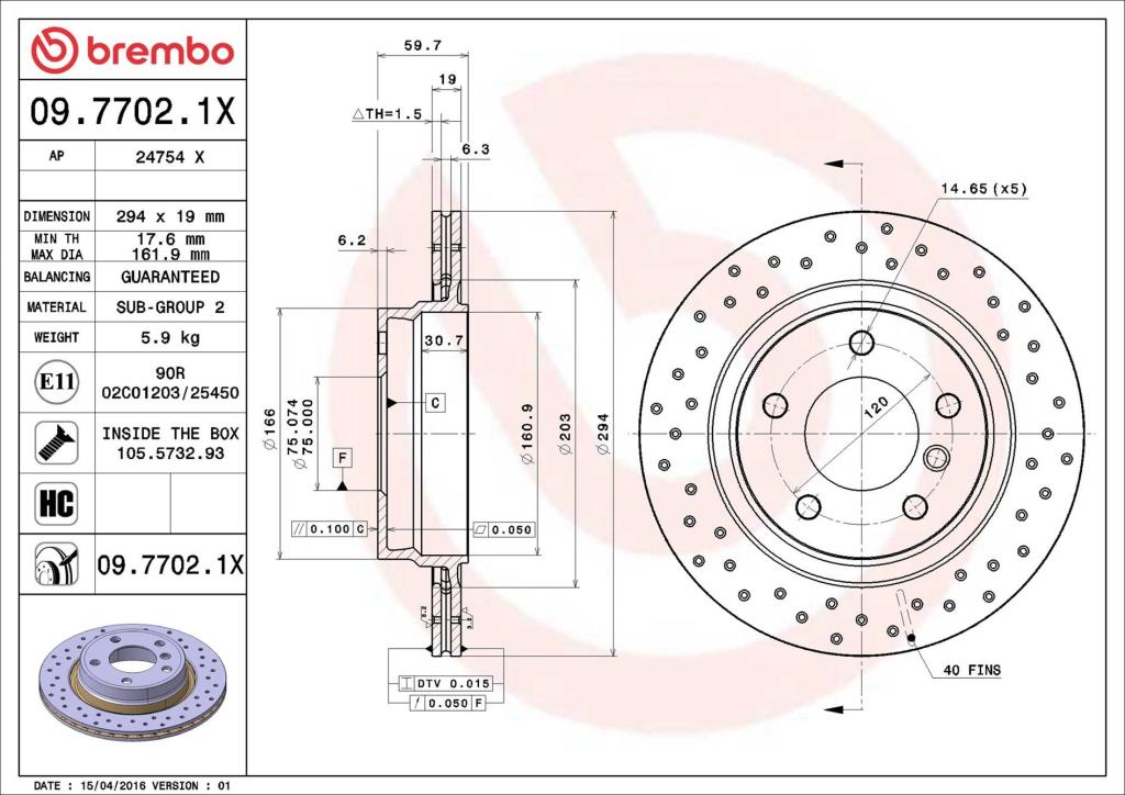 Disques de frein BREMBO ref. 09.7702.1X