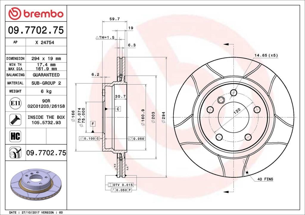Disques de frein BREMBO 09.7702.75