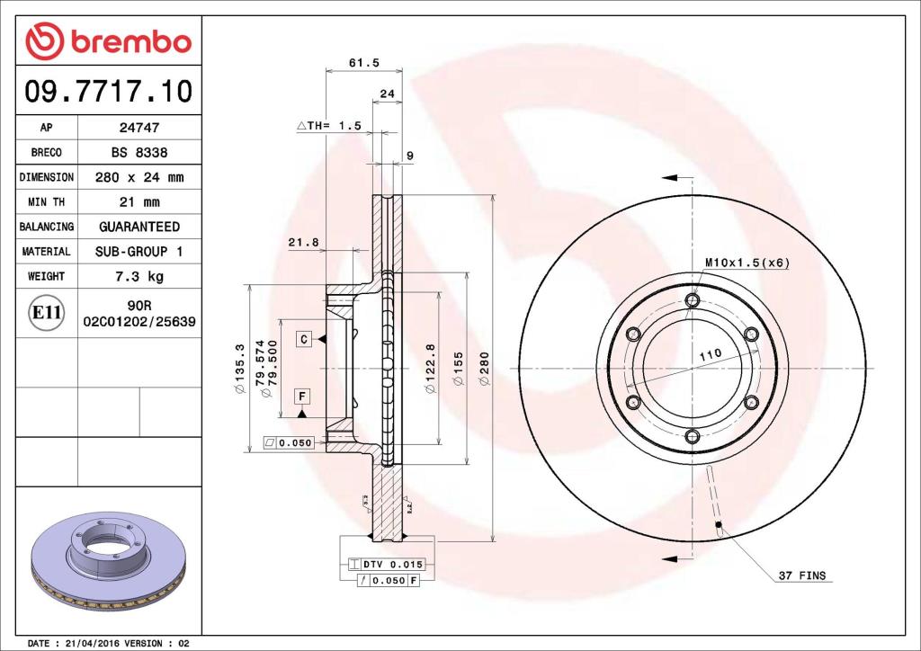 Discos de freno BREMBO ref. 09.7717.10