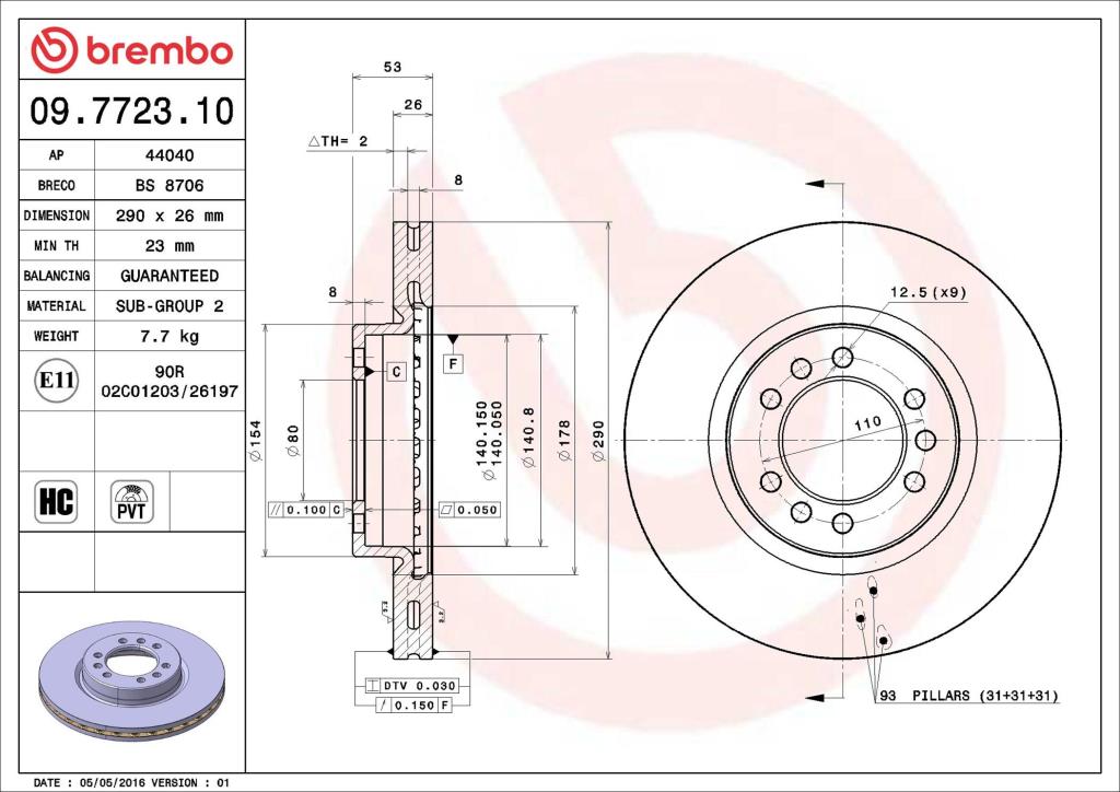 Disques de frein BREMBO 09.7723.10