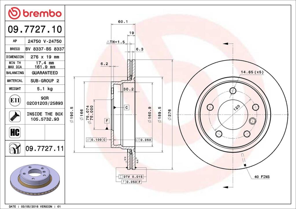Disques de frein BREMBO 09.7727.11