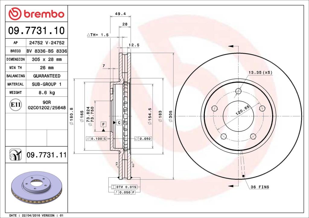 Disques de frein BREMBO 09.7731.11