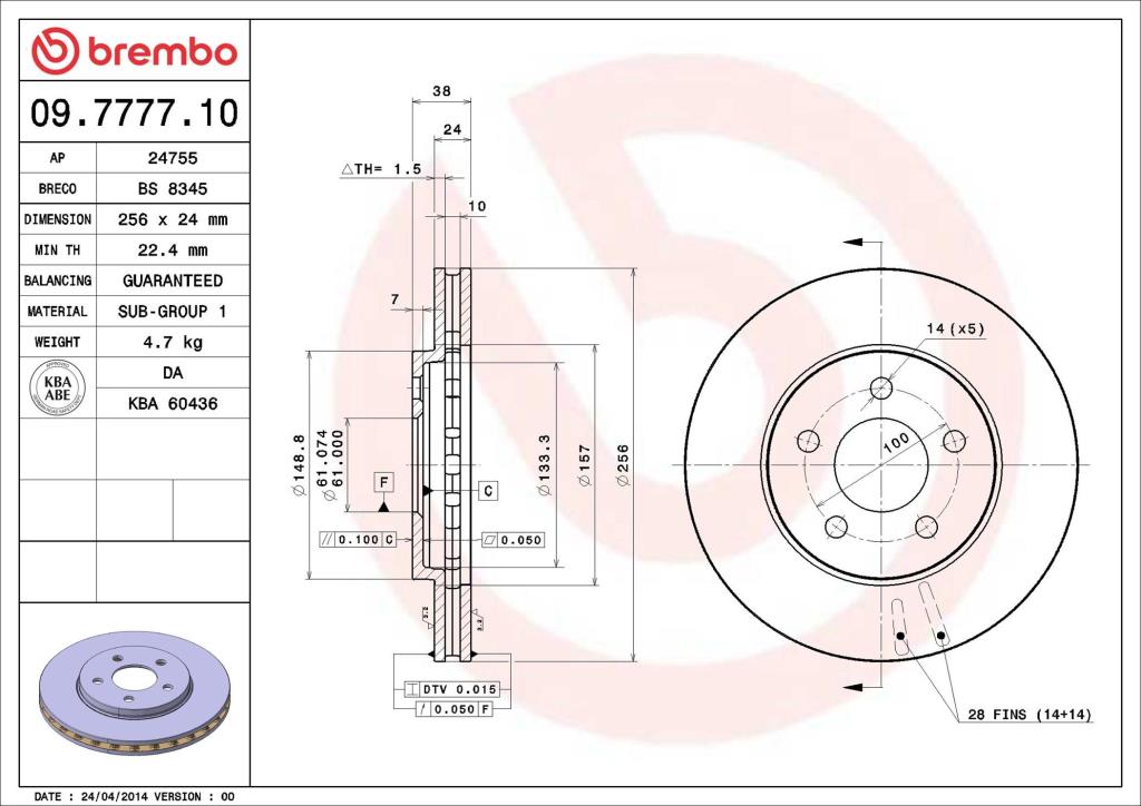Discos de freno BREMBO ref. 09.7777.10