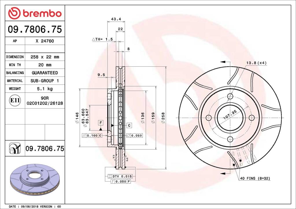 Discos de freno BREMBO ref. 09.7806.75