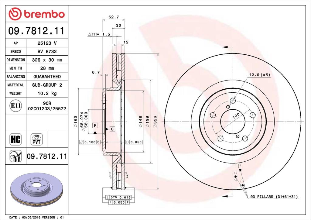 Disques de frein BREMBO 09.7812.11