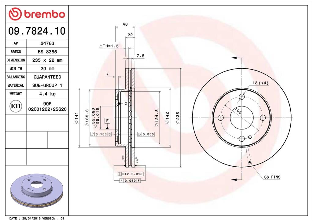 Discos de freno BREMBO ref. 09.7824.10