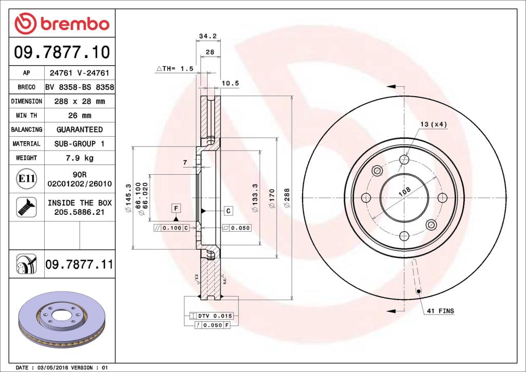 Discos de freno BREMBO ref. 09.7877.11