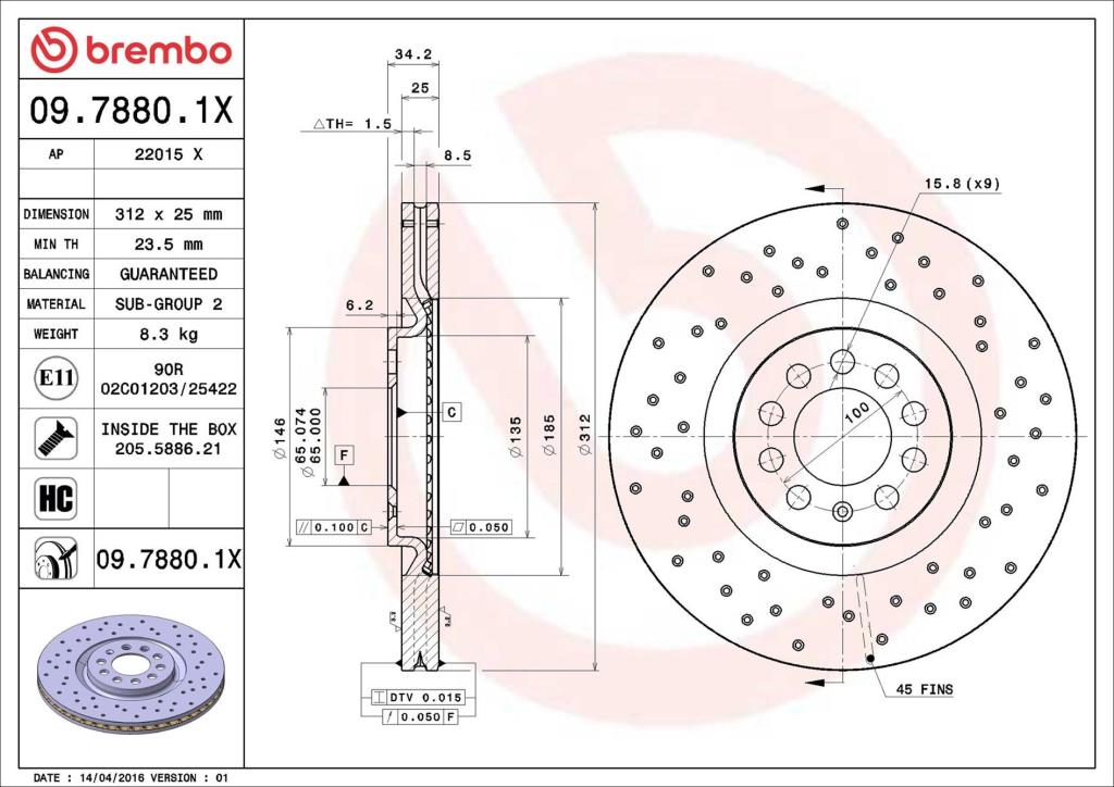 Disques de frein BREMBO 09.7880.1X
