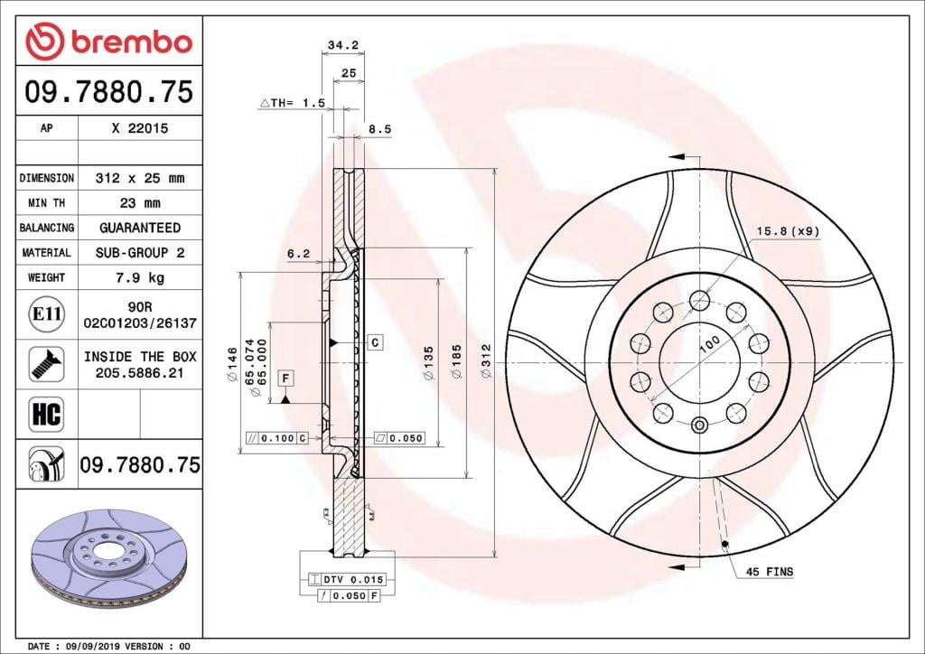 Discos de freno BREMBO ref. 09.7880.75