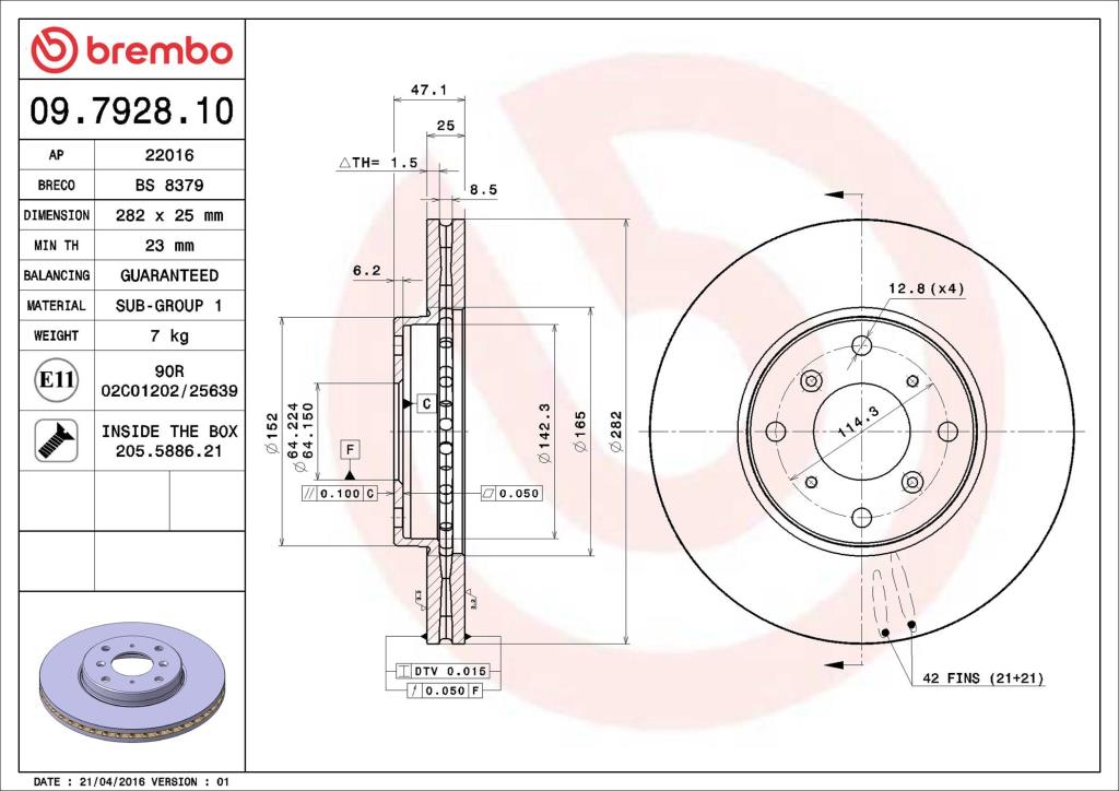 Discos de freno BREMBO ref. 09.7928.10