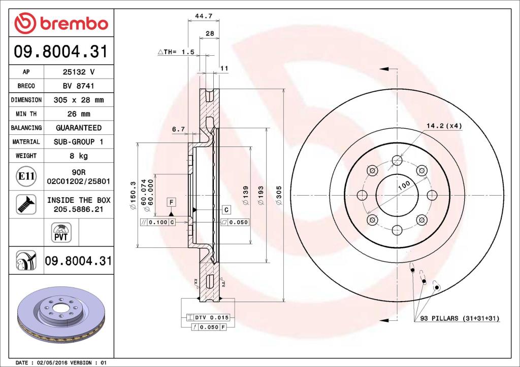 Discos de freno BREMBO ref. 09.8004.31