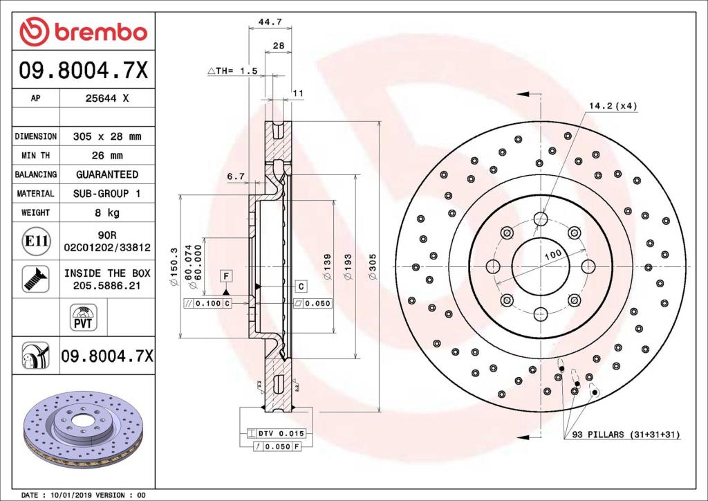 Discos de freno BREMBO ref. 09.8004.7X