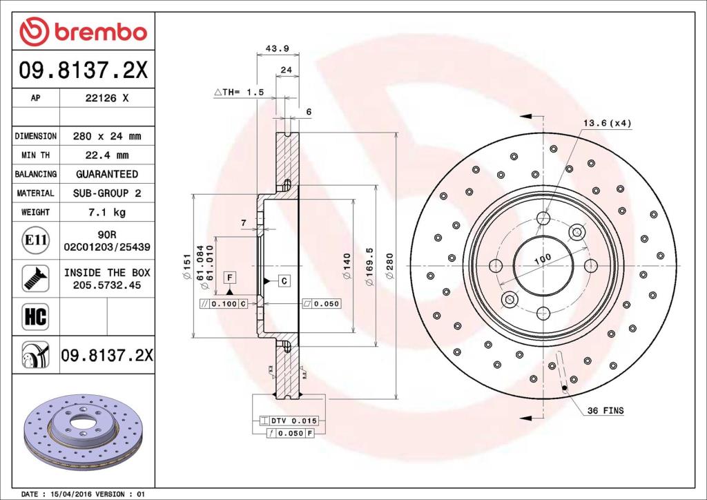Discos de freno BREMBO ref. 09.8137.2X