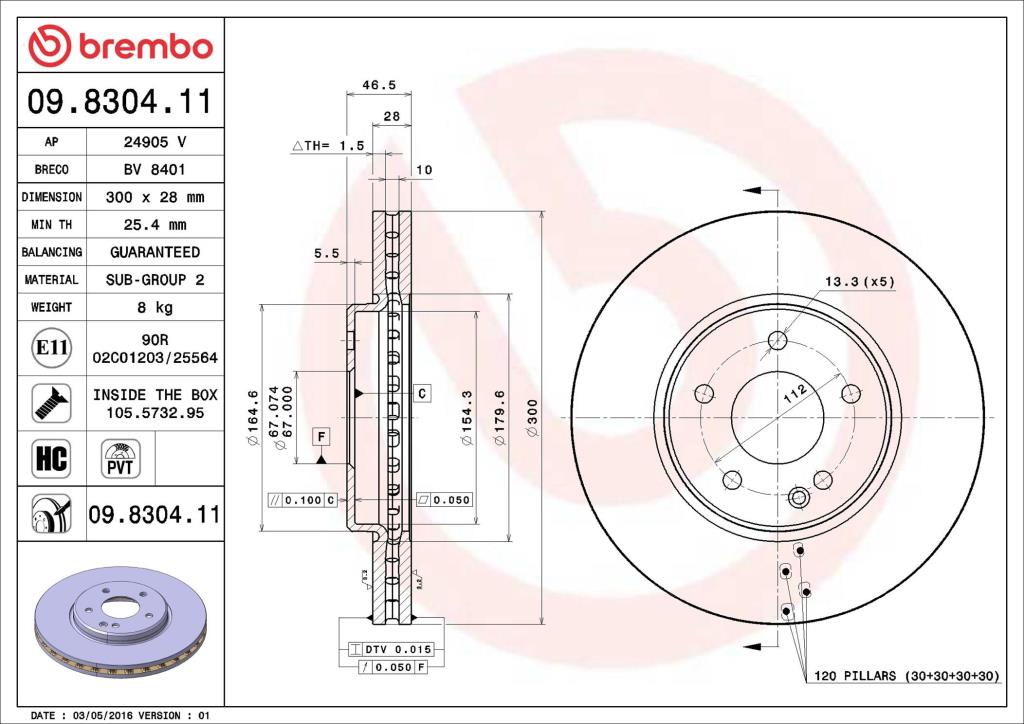 Discos de freno BREMBO ref. 09.8304.11