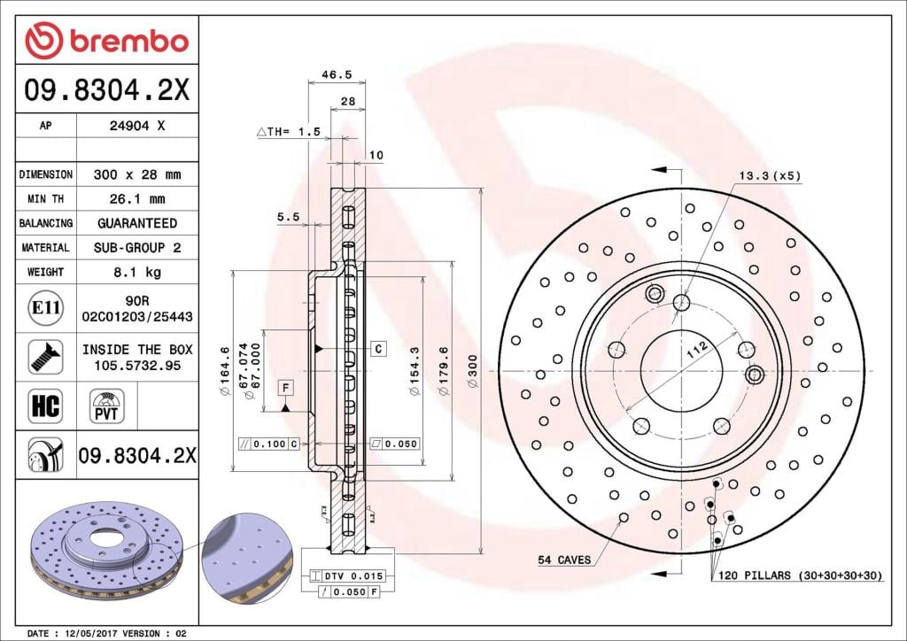Discos de freno BREMBO ref. 09.8304.2X
