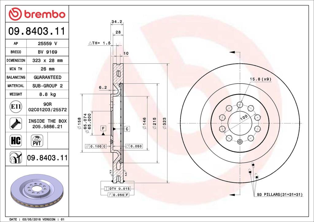Discos de freno BREMBO ref. 09.8403.11