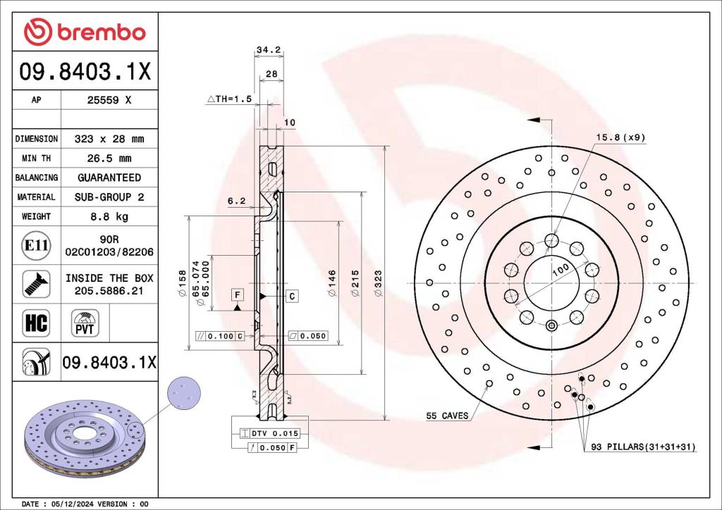 Disques de frein BREMBO 09.8403.1X