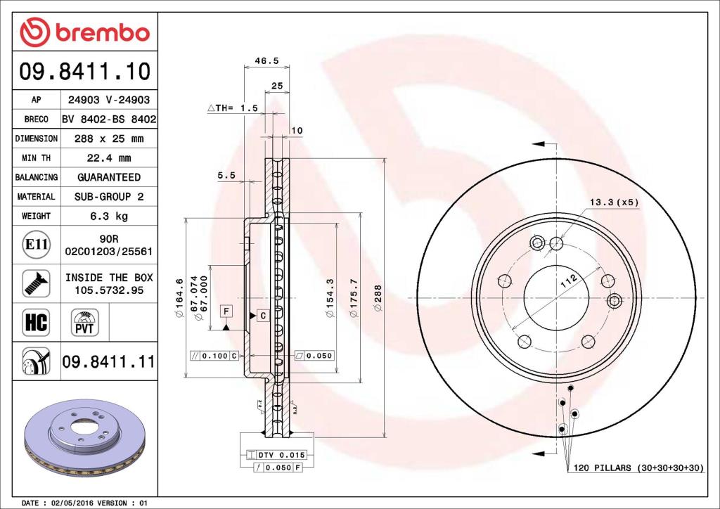 Discos de travão BREMBO 09.8411.11