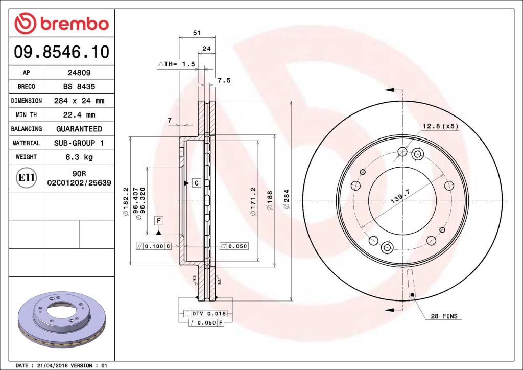 Discos de travão BREMBO ref. 09.8546.10