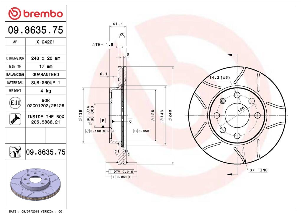 Discos de freno BREMBO ref. 09.8635.75